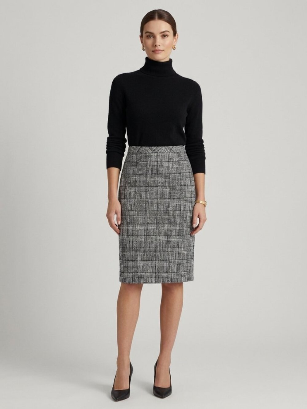 Banana Republic Textured Tweed Plaid Pencil Skirt